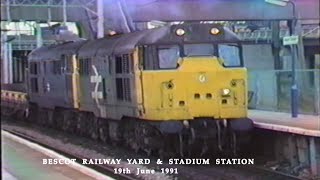 BR in the 1990s Bescot Railway Yard amp Stadium Station on 19th June 1991 [upl. by Cherey]