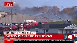 Fire at battery plant prompts evacuations for Fredericktown [upl. by Eelydnarb]