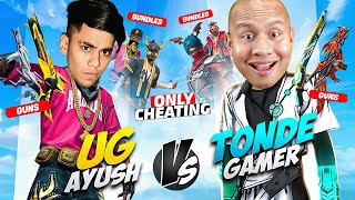 Only Cheating 😁 First Time UG Ayush Vs Tonde Gamer Best Gun Collection Battle 😱 Free Fire Max [upl. by Rodge623]