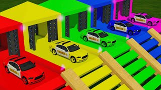 TRANSPORTING FIVE COLOR DODGE LAMBORGHINI VOLKSWAGEN CHARGER MINI RIGITRAC Farming Simulator 22 [upl. by Nnylatsirk]