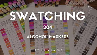 Alcohol Marker Swatches  Art Supplies  Marker Swatching  4k  Relaxing Video  204 Markers [upl. by Artened465]