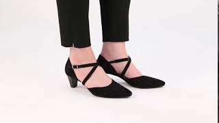 Gabor Callow Black Suede Womens Modern Cross Strap Court Shoes [upl. by Kudva]