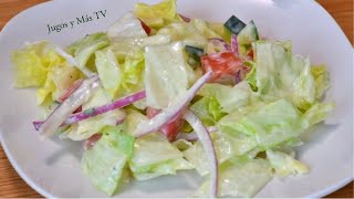 Ensalada Pepino tomate y lechuga con un aderezo riquisímo casero fácil de hacer [upl. by Ettezzus]