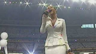 Beyoncé performing The StarSpangled Banner USA National Anthem Live at Super Bowl XXXVIII 2004 [upl. by Ahtiekal888]