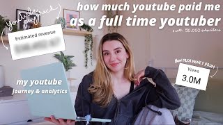 how much youtube paid me for a year as a full time youtuber  my analytics with 50K subscribers [upl. by Irolam]