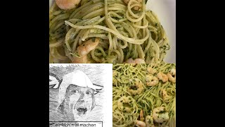 Pasta mit Garnelen und Basilikum Pesto Pasta shrimp Basil pesto [upl. by Nerehs511]