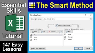 514 Change Excel Chart Source Data using the Select Data Source dialog [upl. by Zadack]