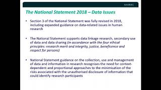 Summary Data management in the NHMRCs revised NatStatement on Ethical Conduct in Human Research [upl. by Odin527]