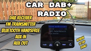 In Car DABDAB Radio Adapter Review  DAB  FM Transmitter  Mobile Handsfree  MP3 Player  AUX [upl. by Asquith]