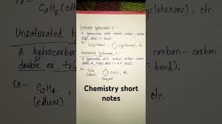 Saturated and unsaturated hydrocarbons chemistry short notes 📖🖊️trending short video study [upl. by Elaen]