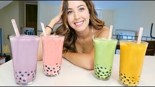 HOW TO MAKE BUBBLE TEA Boba Milk Tea DIY  MEESH LA [upl. by Aramahs]