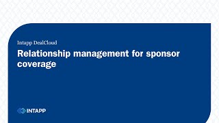 Relationship management for sponsor coverage [upl. by Selhorst]