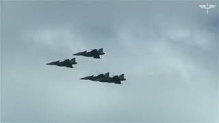 Four JAS 39 Gripen over Malmö  220618High Quality Audio [upl. by Neerac278]