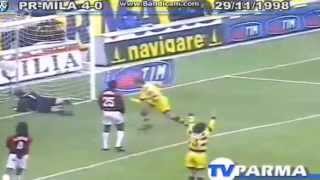 Serie A 19981999 day 11 Parma  Milan 40 Chiesa 2 Crespo Boghossian [upl. by Atinihc]