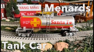 Menards O Scale Santa Fe Tank Car Feb 6 2024 [upl. by Anicart]