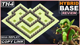 NEW BEST Town Hall 4 HYBRID Base with REPLAY 2021  TH4 base Copy Link  Clash of Clans [upl. by Bekelja]