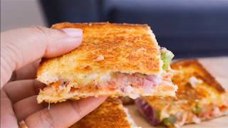 EASY BREAD PIZZA SANDWICH RECIPE  NO OVEN  by BLUEBELLRECIPES [upl. by Blatman]