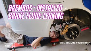 Brembos Brake Lines and Leaks Everywhere  Widebody WRX Wagon Racecar Part 20 [upl. by Htebazila]