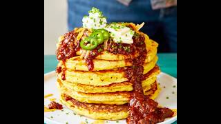 Cornmeal Pancakes with Sausage Bacon Chili [upl. by Fillender]