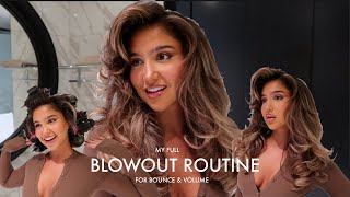 THE BEST BLOWOUT ROUTINE FOR BOUNCY VOLUMINOUS HAIR updated [upl. by Ailime]