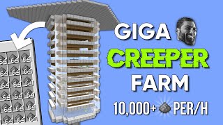 Minecraft GIGA 🗿 Creeper GunpowderXP Farm 120 Tutorial  10000 Gunpowder Per Hour [upl. by Zetneuq446]