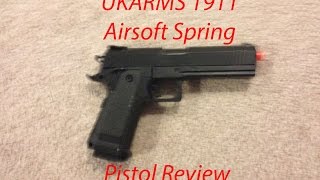 Airsoft UKARMS 1911 Spring Pistol Review [upl. by Holds]