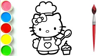 Hello kitty drawing and painted for kids  hello kitty drawing [upl. by Willa]