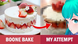 I Tried to Bake a Strawberry Cake By Boone Bake VTuber IRL [upl. by Adnola387]