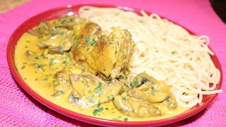 SAUCE CURRY POULET CRÈME FRAÎCHE CHAMPIGNON Facile et Rapide 😋 [upl. by Anul572]