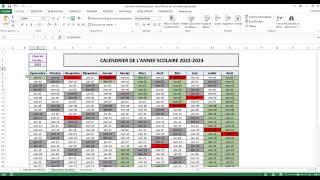 Planning  Calendrier Excel 2021 et plus Automatique avec fériés et vacances scolaire [upl. by Dyane]