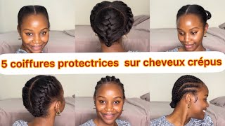 5 Coiffures protectrices sur cheveux crépus  hiver surtout [upl. by Idnod894]