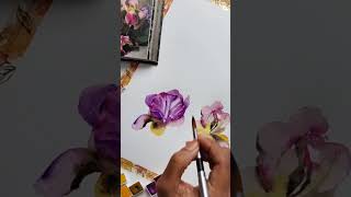 Painting watercolor Iris timelapse watercolorinspo watercolorpainting princetonbrushes [upl. by Sire]