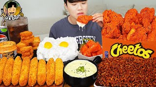 ASMR MUKBANG 직접 만든 치토스 양념 치킨먹방 치즈스틱 짜파게티 레시피 FRIED CHICKEN AND BLACK BEAN NOODLES EATING SOUND [upl. by Waynant]