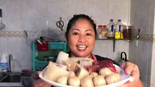 Yummy cooking meatball beef and cow skins soup  beef recipe  Dary Cooking [upl. by Tadd]