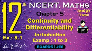 Continuity and Differentiability  Introduction  Chapter 5  Class 12  NCERT  Maths  Tamil [upl. by Mezoff]