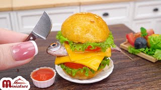 Amazing Miniature Fried Fish Burger Recipe  ASMR Cooking Mini Food [upl. by Samy]