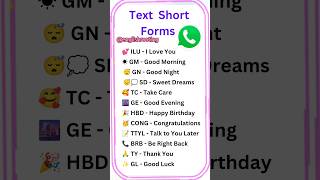 📲 Key Short Forms for Texting with Word Meanings Enhance Your English Skills spokenenglish [upl. by Myrta]