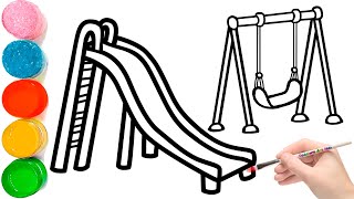 How To Draw A Playground With Slide And Swing  How to draw Child Park [upl. by Clara892]