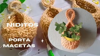 Niditos portamacetas tejidos a crochet con yute [upl. by Ramsdell]