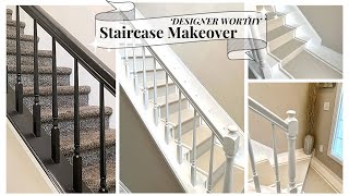 DIY Stair Makeover  Ugly Carpet to Updated Modern Design [upl. by Sudbury104]