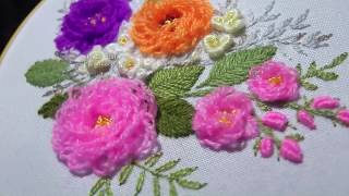 EMBROIDERY FLOWERS Turkish stitch  ВЫШИВКА ЦВЕТЫ [upl. by Oninotna]