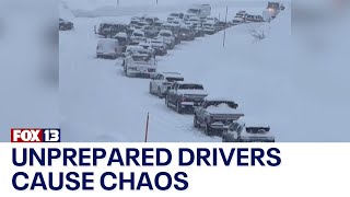 Mountains of snow miles of delays Unprepared drivers cause chaos [upl. by Athalla]