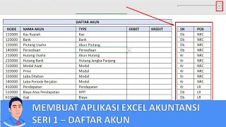 MEMBUAT APLIKASI EXCEL AKUNTANSI SECARA DETAIL SERI 1  DAFTAR AKUN [upl. by Anurag537]