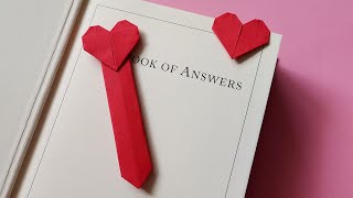 How to make origami heart bookmark  DIY heart shape paper bookmark instructions [upl. by Ahsyad841]