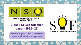 Class 1 SOF NSO Science olympiad National Science olympiad solved paper 2022 educational [upl. by Aristotle]