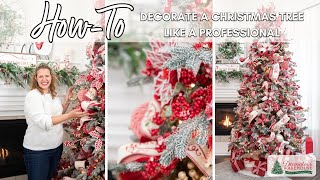 2023 Christmas Tree Decorating Tutorial  Red amp White Christmas Decor [upl. by Tnek]