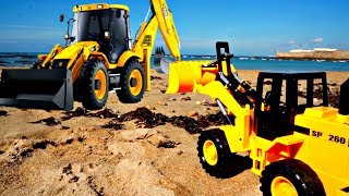 Jeu de sable nettoyage de plage avec les tracteurs Vidéo en français [upl. by Thorwald]