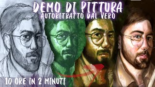 DEMO di PITTURA ad OLIO  AUTORITRATTO DAL VERO con BASE VERDACCIO [upl. by Angelo]