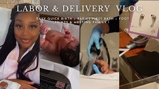 LABOR amp DELIVERY VLOG  INDUCED AT 40 weeks  BABIES FIRST BATH amp FOOTPRINTS MEETING FAMILY [upl. by Tomkin]