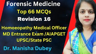 Forensic Medicine Top 66 McqsRevision 16Homoeopathy Mcqs for ExamHomoeopathy Medical OfficerMD [upl. by Torin]